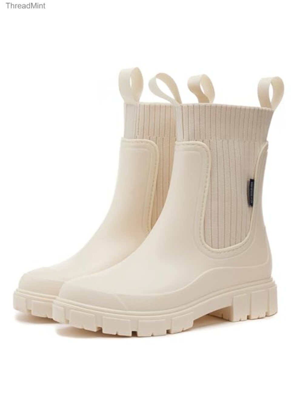 Waterproof Chelsea Rain Boots Chunky Platform Lug Sole Non-Slip Women's Ankle